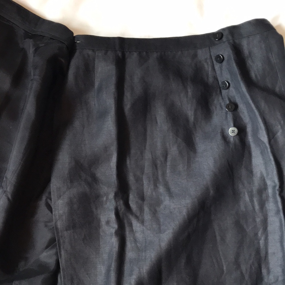 Ann Taylor deep blue linen/rayon lined buttoned wrap skirt EUC - Picture 4 of 7